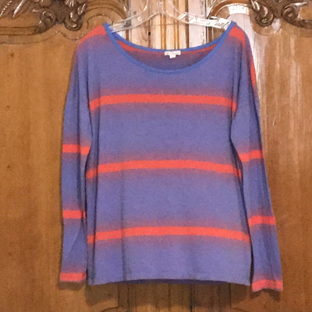 Gap Boatneck Long Sleeved Purple/Orange Stripe Top